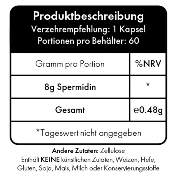 Etiketten-Information für Pure Spermidin - GANZ SCHÖN STARK